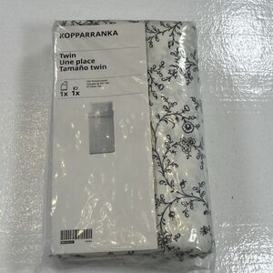 Ikea KOPPARRANKA Twin Duvet Cover w/ Pillowcase Bed Set White/Gray Floral New